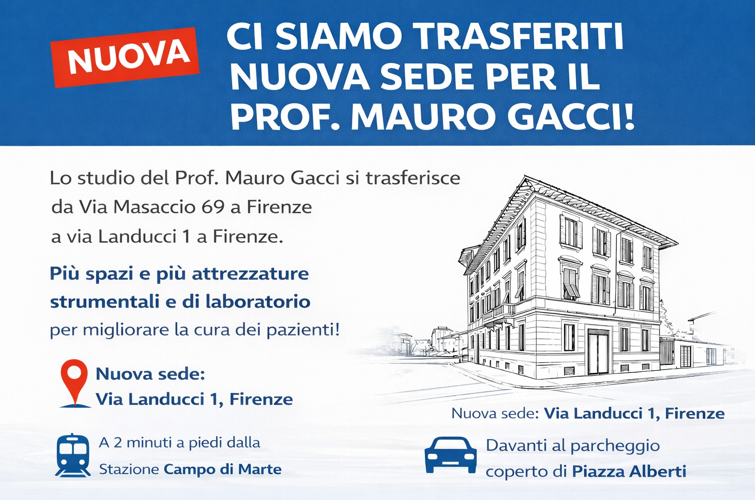 Il Prof. Mauro Gacci si trasferisce nella nuova sede del Centro Medico PENINSULA a Firenze
